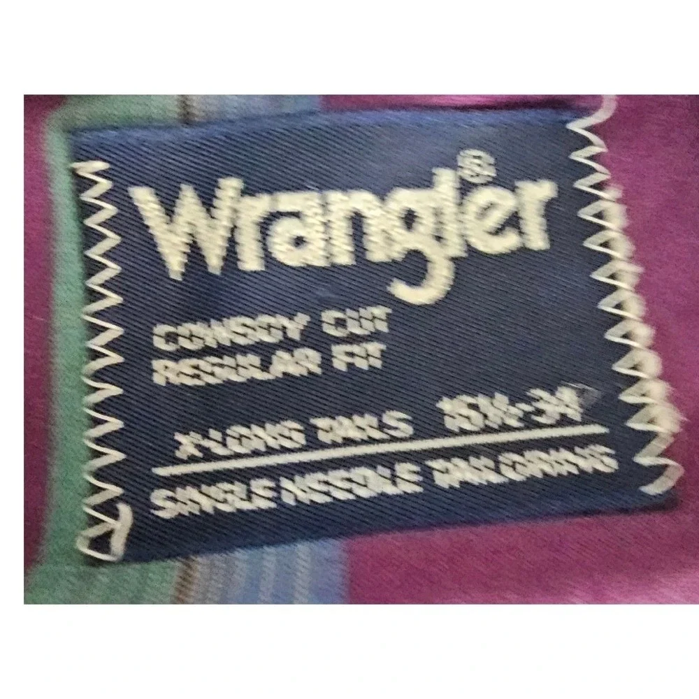 Wrangler Cowboy Cut Mens‎ Purple Plaid Pearl Snap Western Shirt X-Long Tails